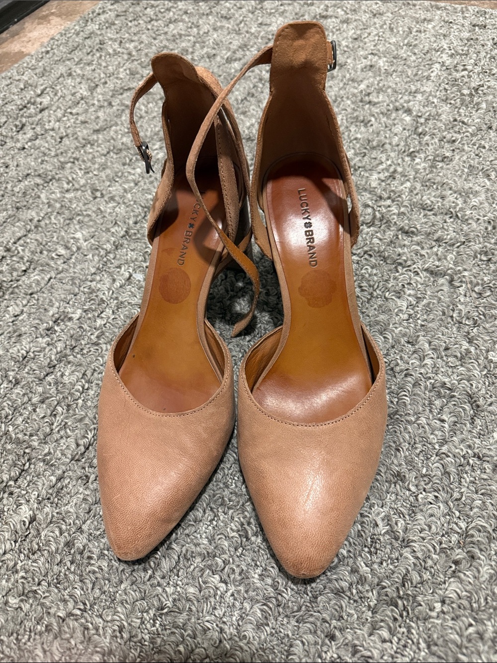 Lucky Brand Tan Pointed-Toe Slingback Heels